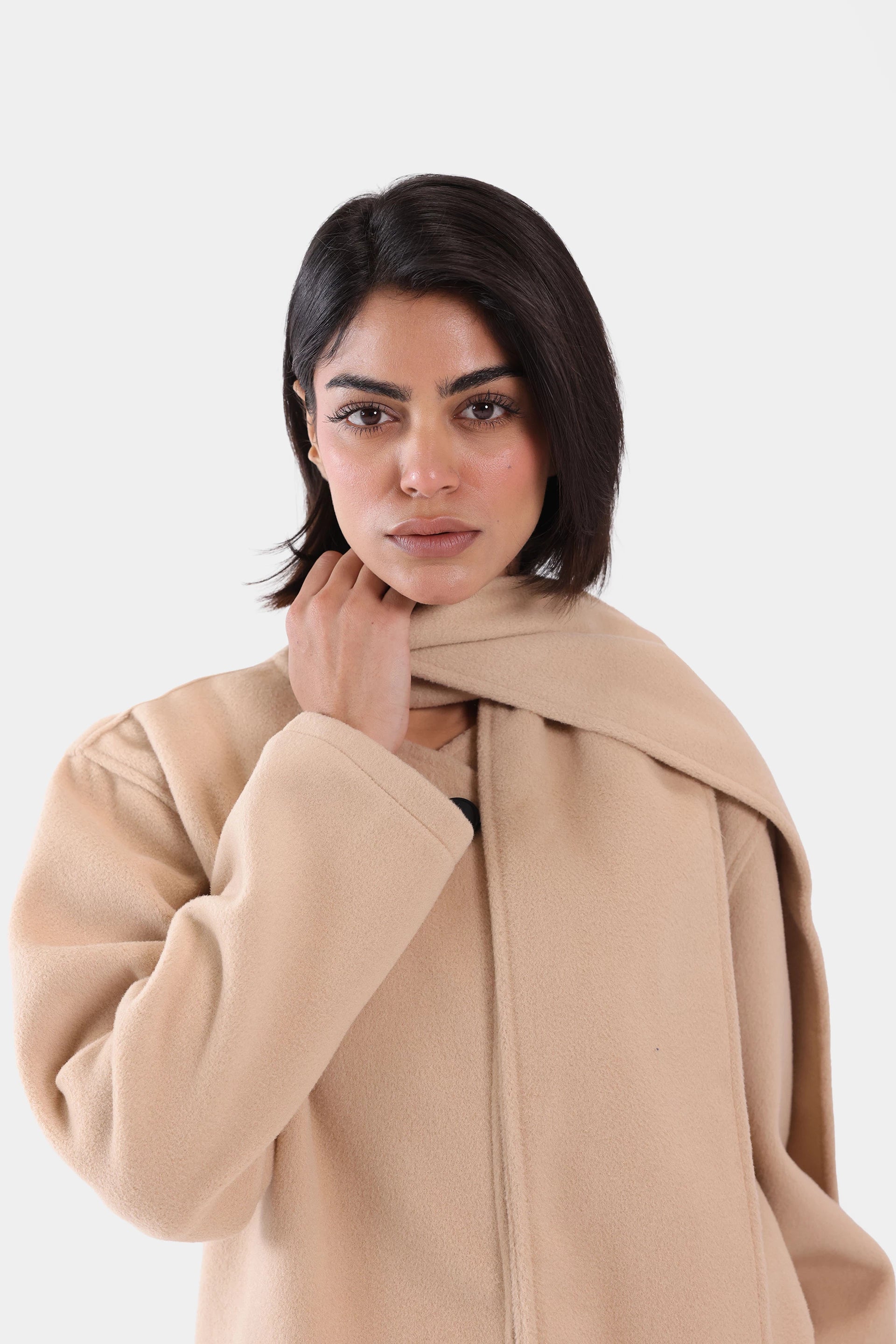 Coat With Detachable Scarf - Cougar Clothing