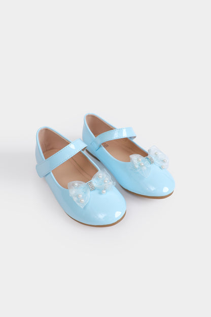 Glossy Ballet Flats With Bow-Detail - Cougar Clothing