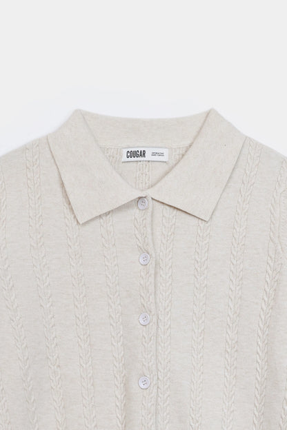 Button-Down Cable Knit Cardigan