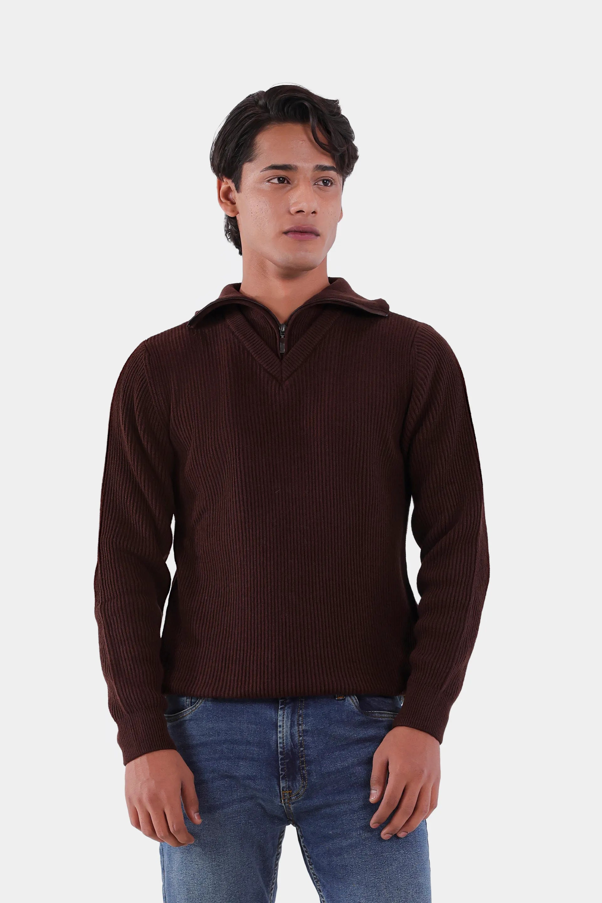 Zipper Collared Sweater - Cougar Clothing