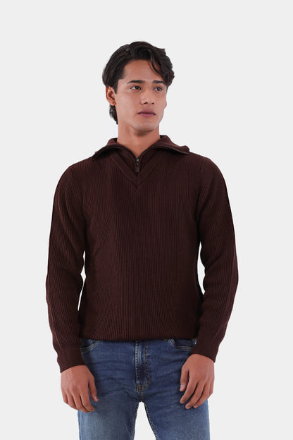 Zipper Collared Sweater - Cougar Clothing