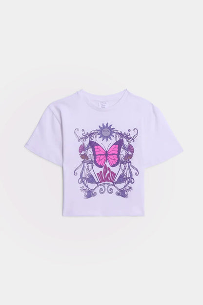 Graphic T-Shirt With Glitter Butterfly - Cougar Clothing