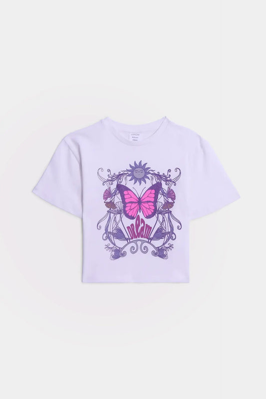 Graphic T-Shirt With Glitter Butterfly - Cougar Clothing