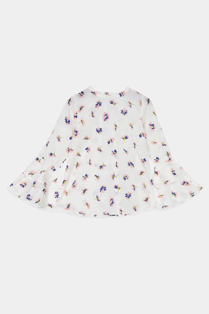 All Over Printed Top With Flounce Sleeves - Cougar Clothing