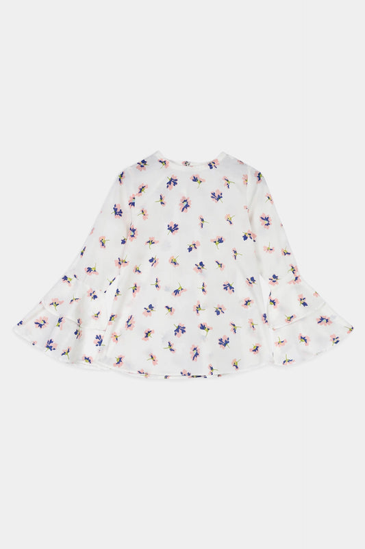 All Over Printed Top With Flounce Sleeves - Cougar Clothing