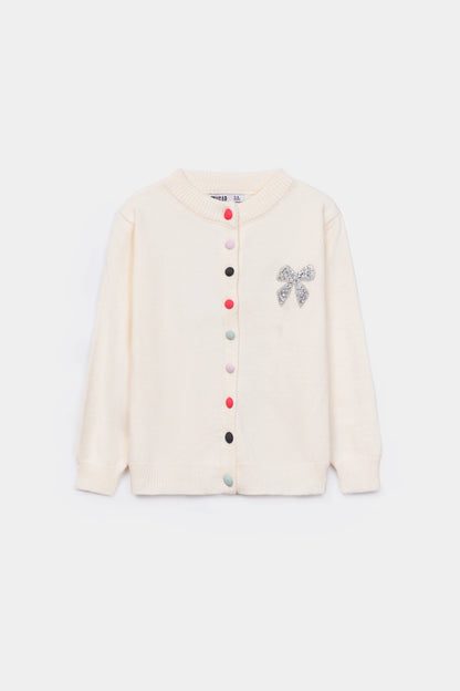 Cardigan With Embellished Bow - Cougar Clothing