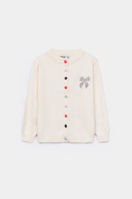 Cardigan With Embellished Bow - Cougar Clothing