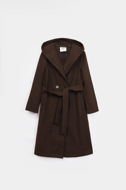 Hooded Belted Coat - Cougar Clothing