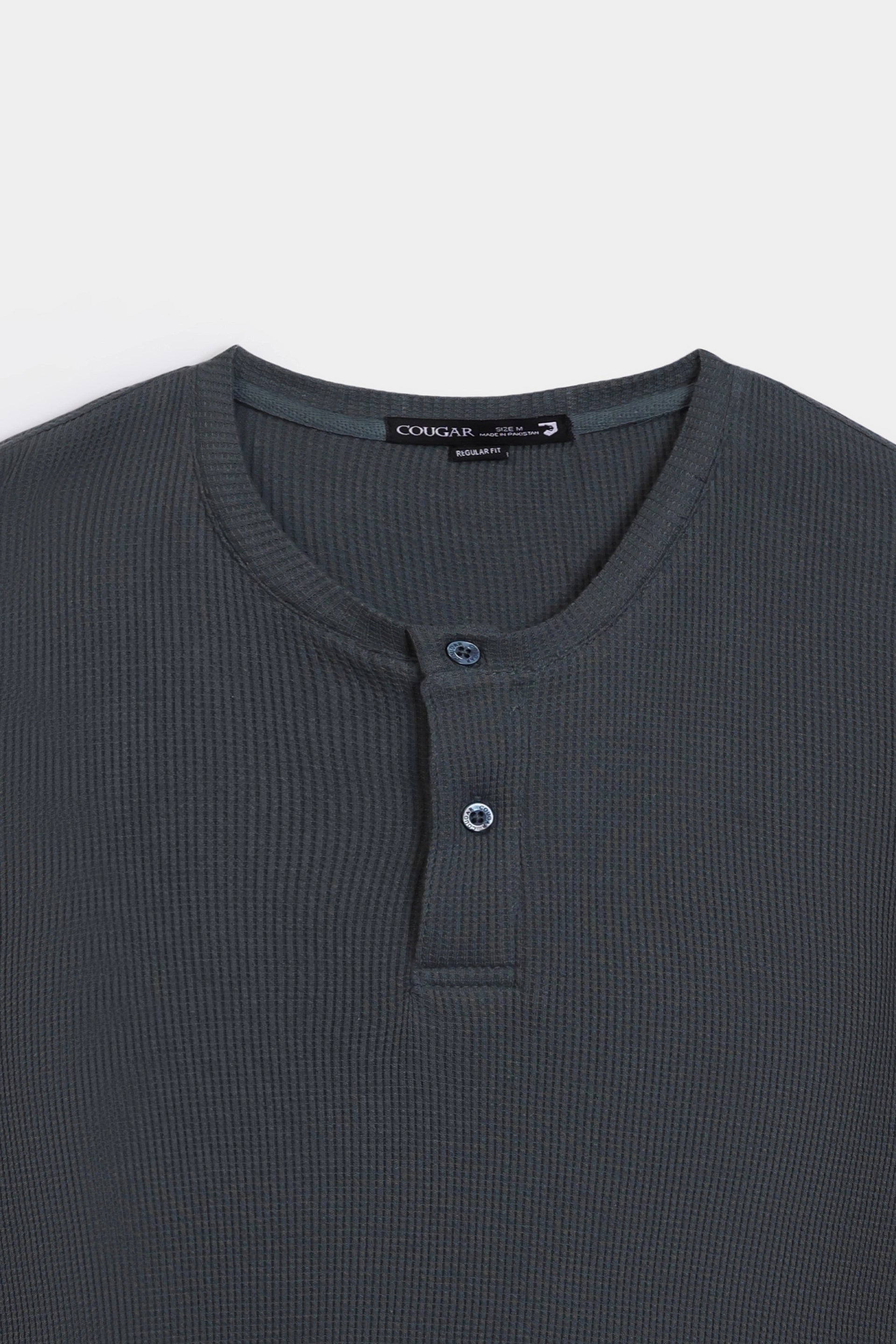 Waffle Knit Henley T-Shirt - Cougar Clothing