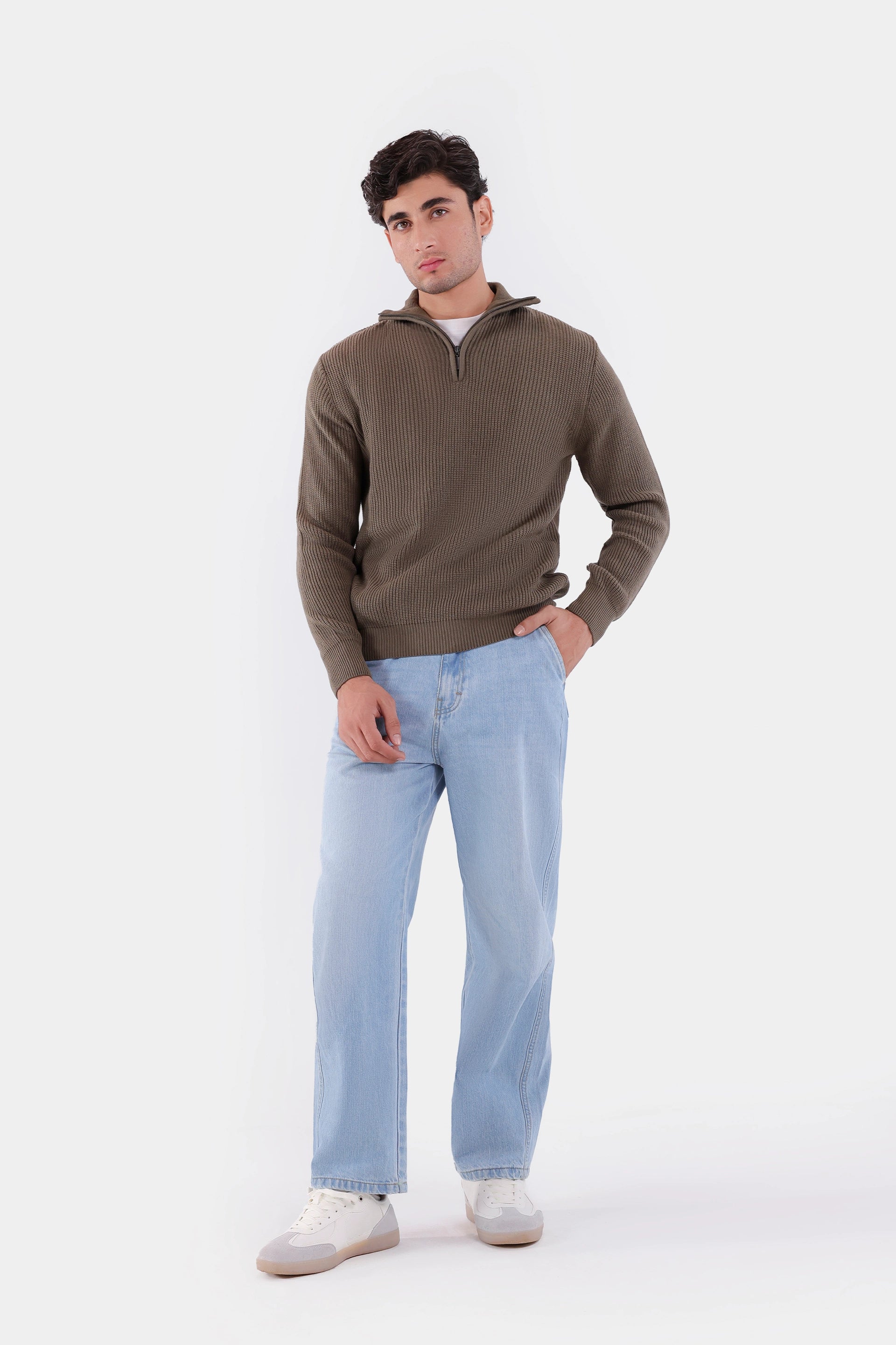 Mock Neck Knitted Sweater - Cougar Clothing