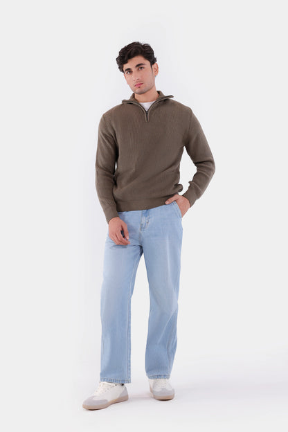 Mock Neck Knitted Sweater - Cougar Clothing