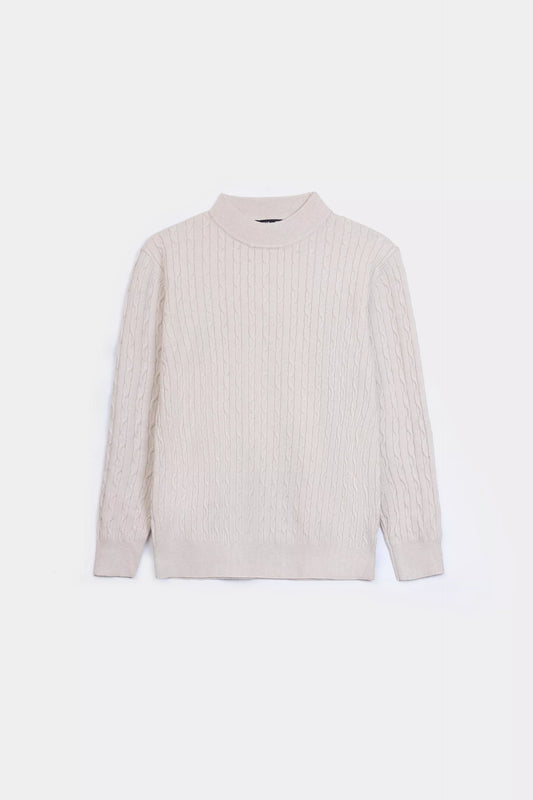 Crew Neck Wool-Blend Sweater - Cougar Clothing