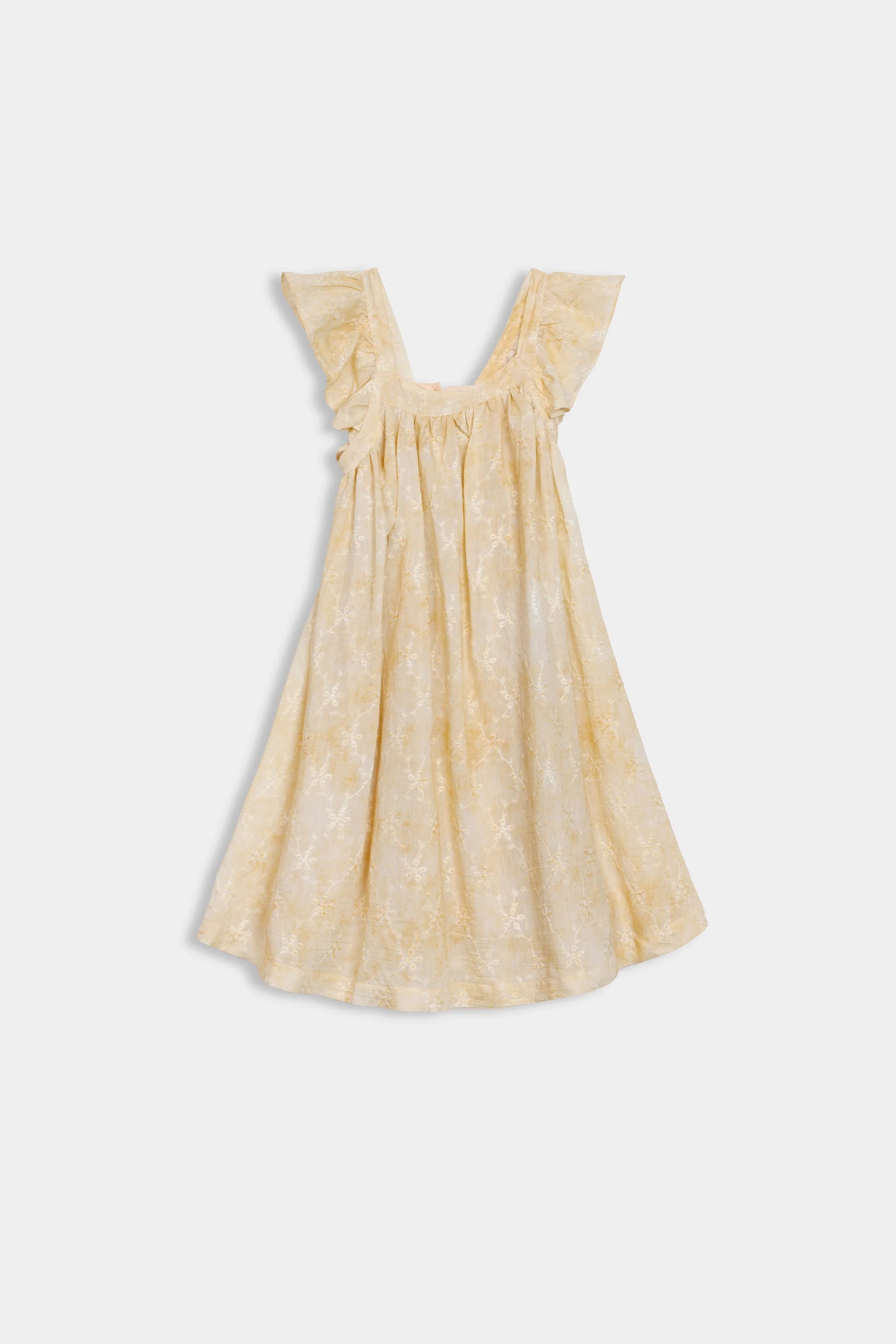 Butter Yellow Embroidered Dress - Cougar Clothing