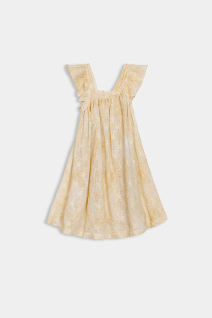 Butter Yellow Embroidered Dress - Cougar Clothing