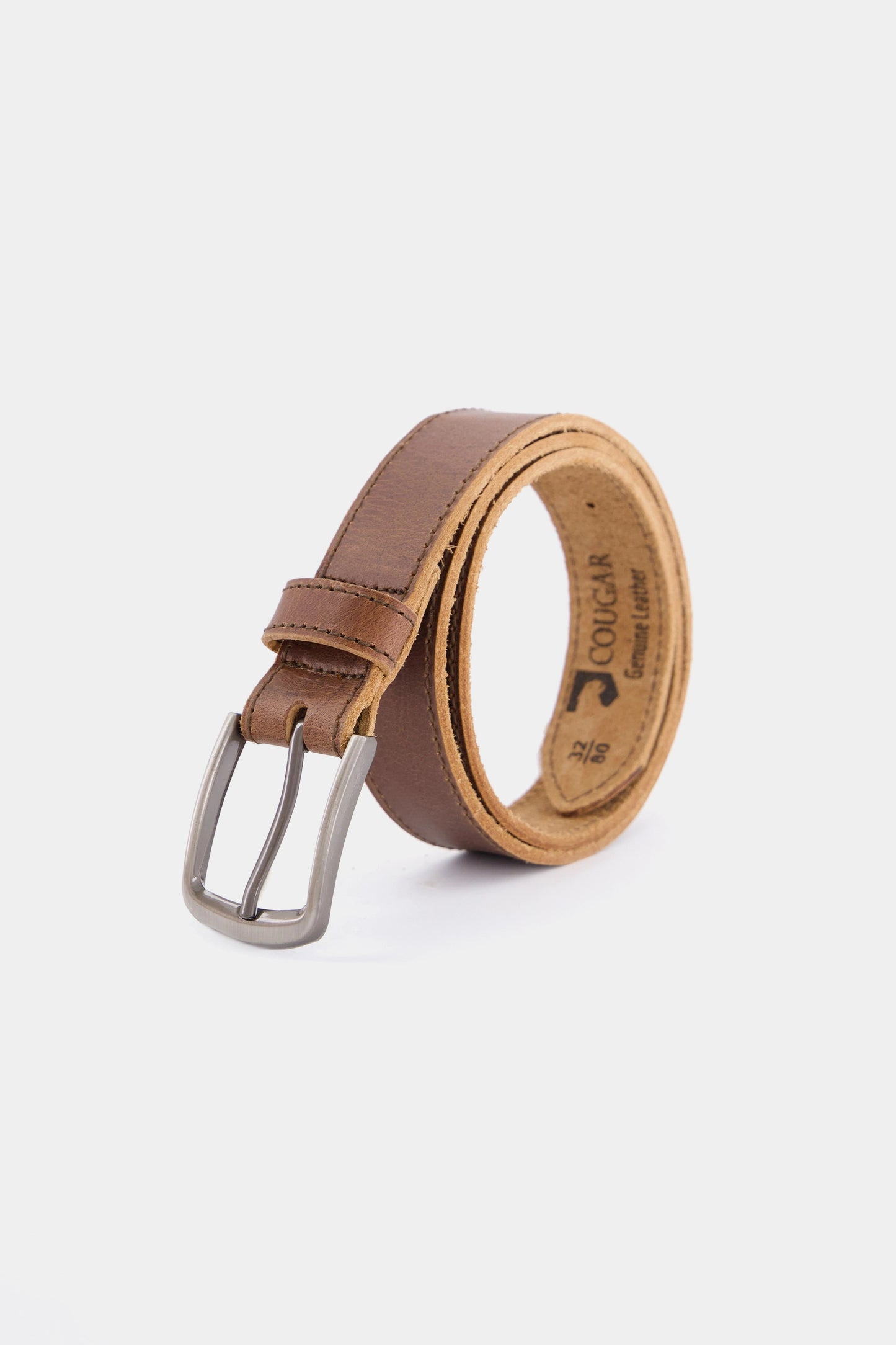 Leather Belt With Side Stitches - Cougar Clothing