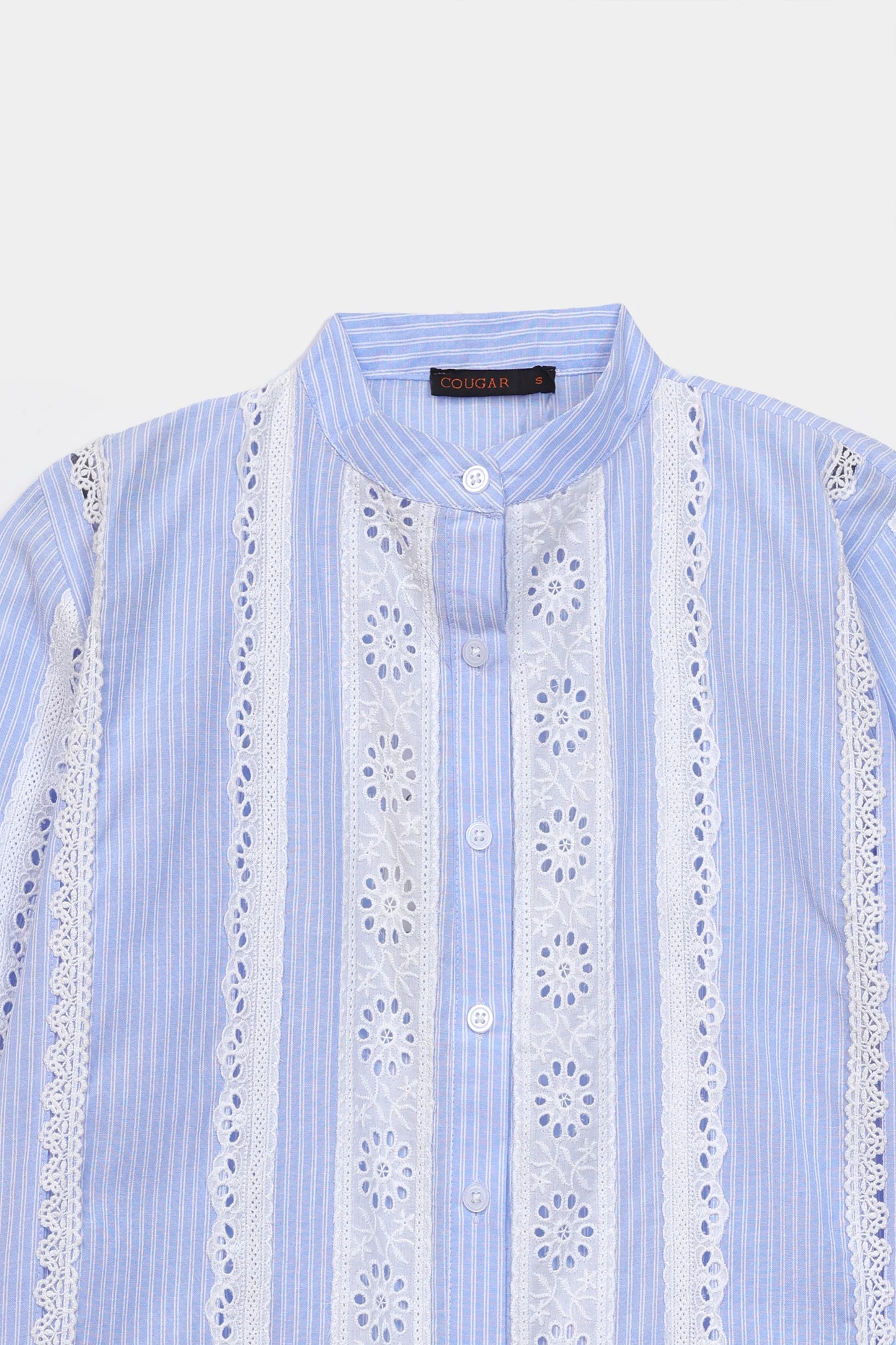 Striped Lace-Detailed Top - Cougar Clothing