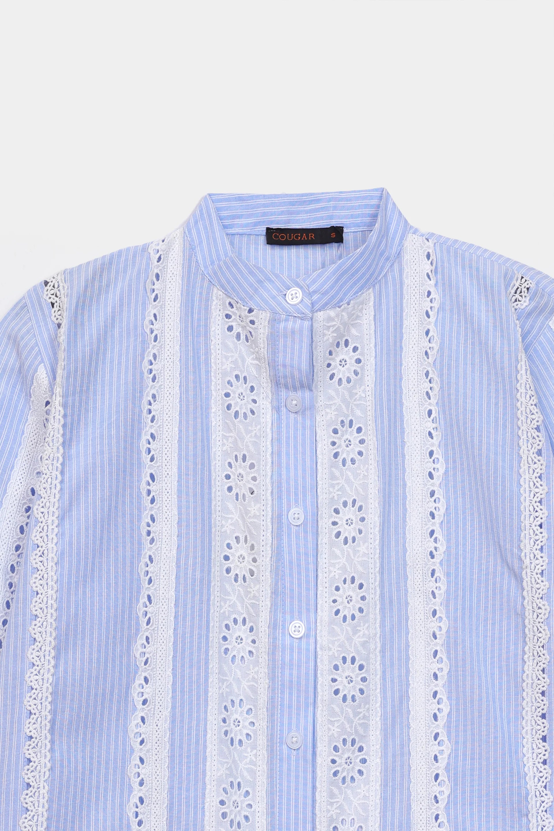 Striped Lace-Detailed Top - Cougar Clothing
