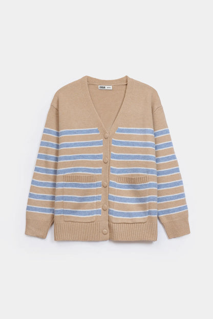 Contrast Striped Cardigan - Cougar Clothing