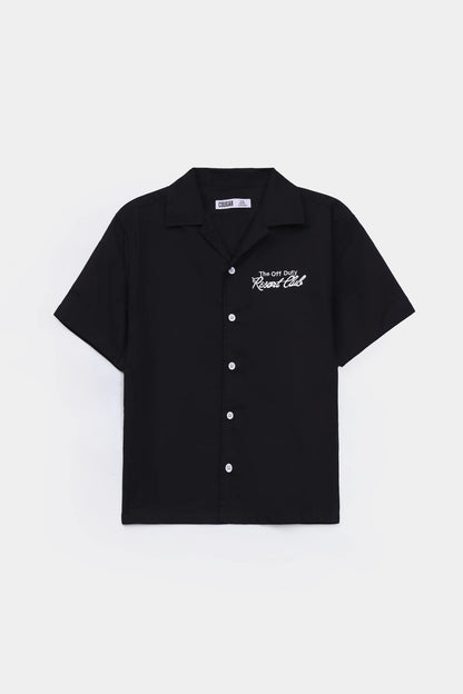 Cotton Dobby Embroidered Shirt - Cougar Clothing