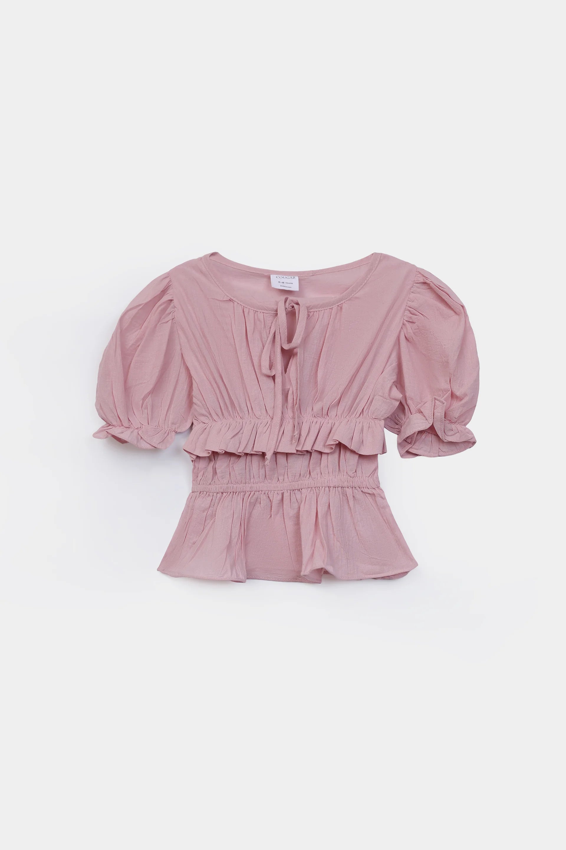 Ruffled Blouse With Drawstring - Cougar Clothing