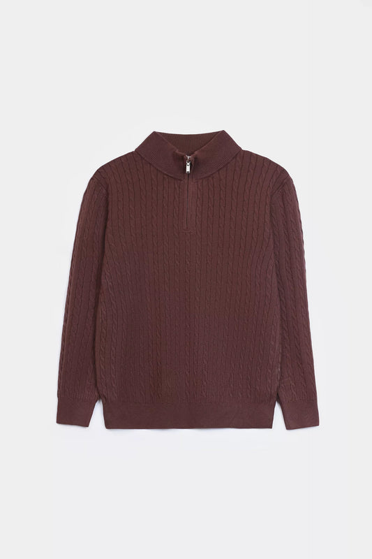 Quarter Zip Wool-Blend Sweater - Cougar Clothing
