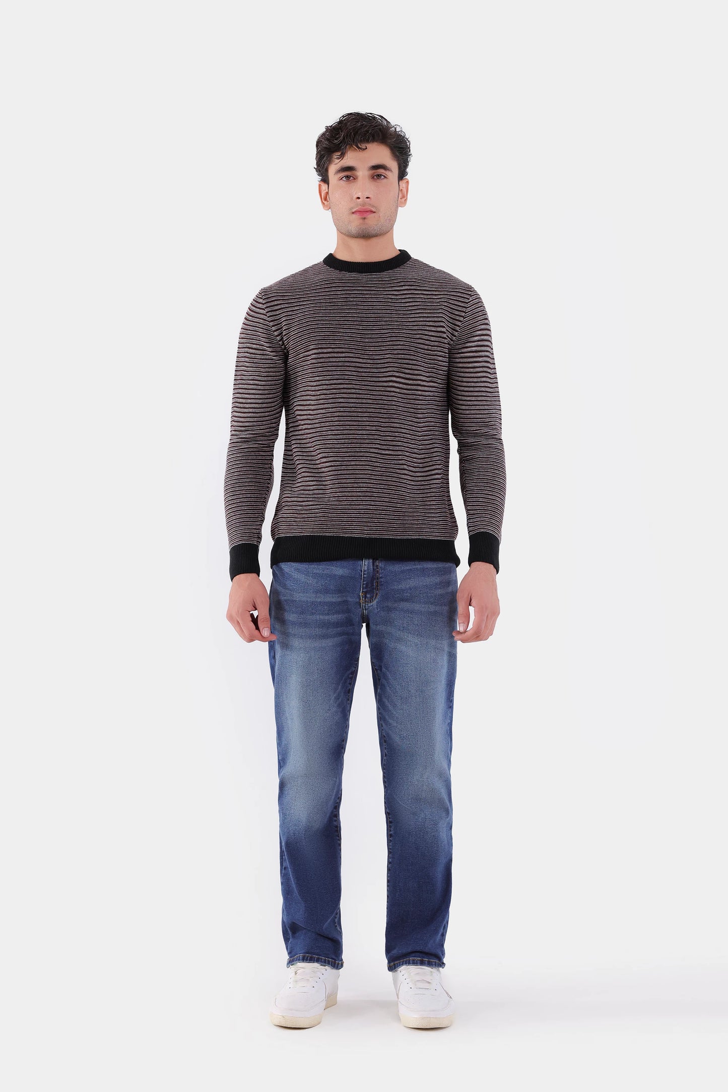 Crew Neck Striped Sweater - Cougar Clothing