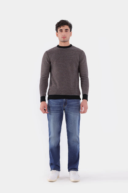 Crew Neck Striped Sweater - Cougar Clothing