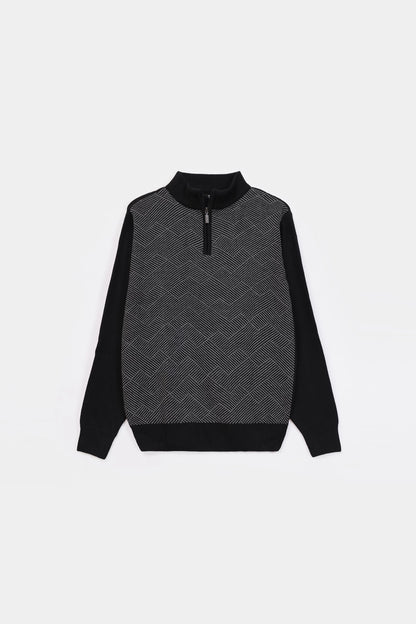 Contrast Sleeved Textured Sweater - Cougar Clothing