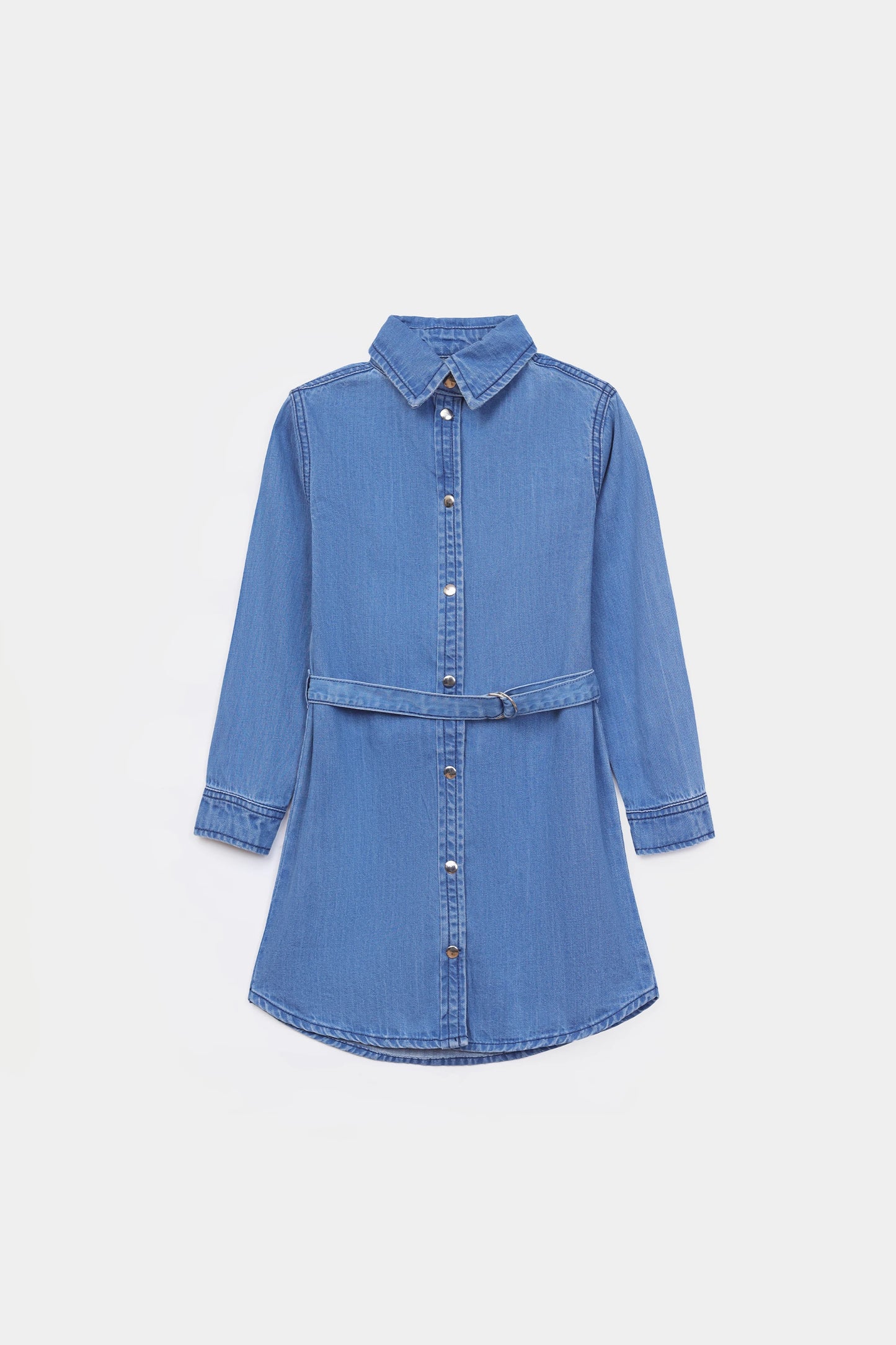 Belted Denim Dress - Cougar Clothing