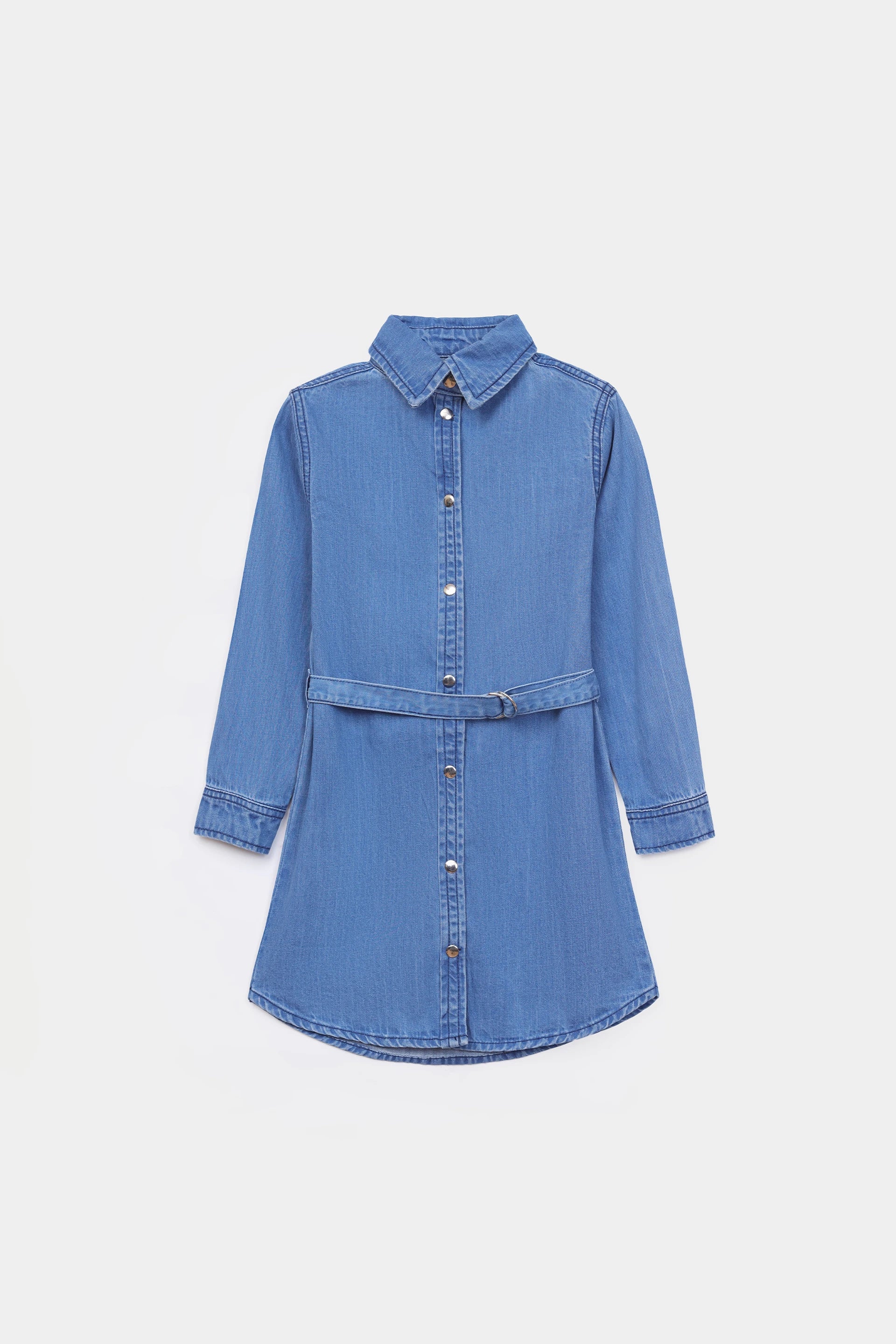 Belted Denim Dress - Cougar Clothing