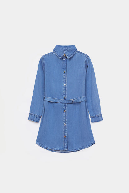 Belted Denim Dress - Cougar Clothing