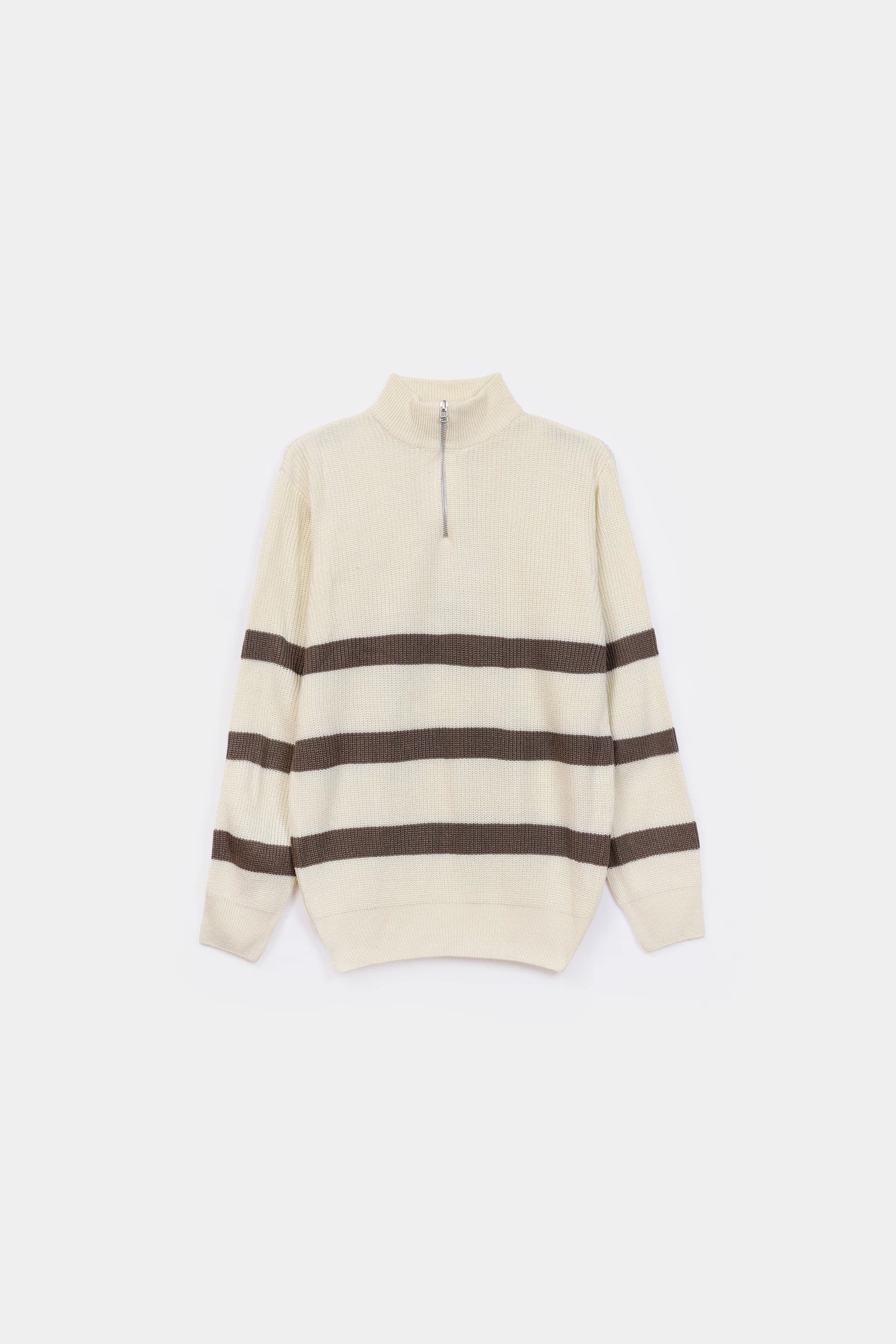 Quarter Zip Striped Sweater - Cougar Clothing