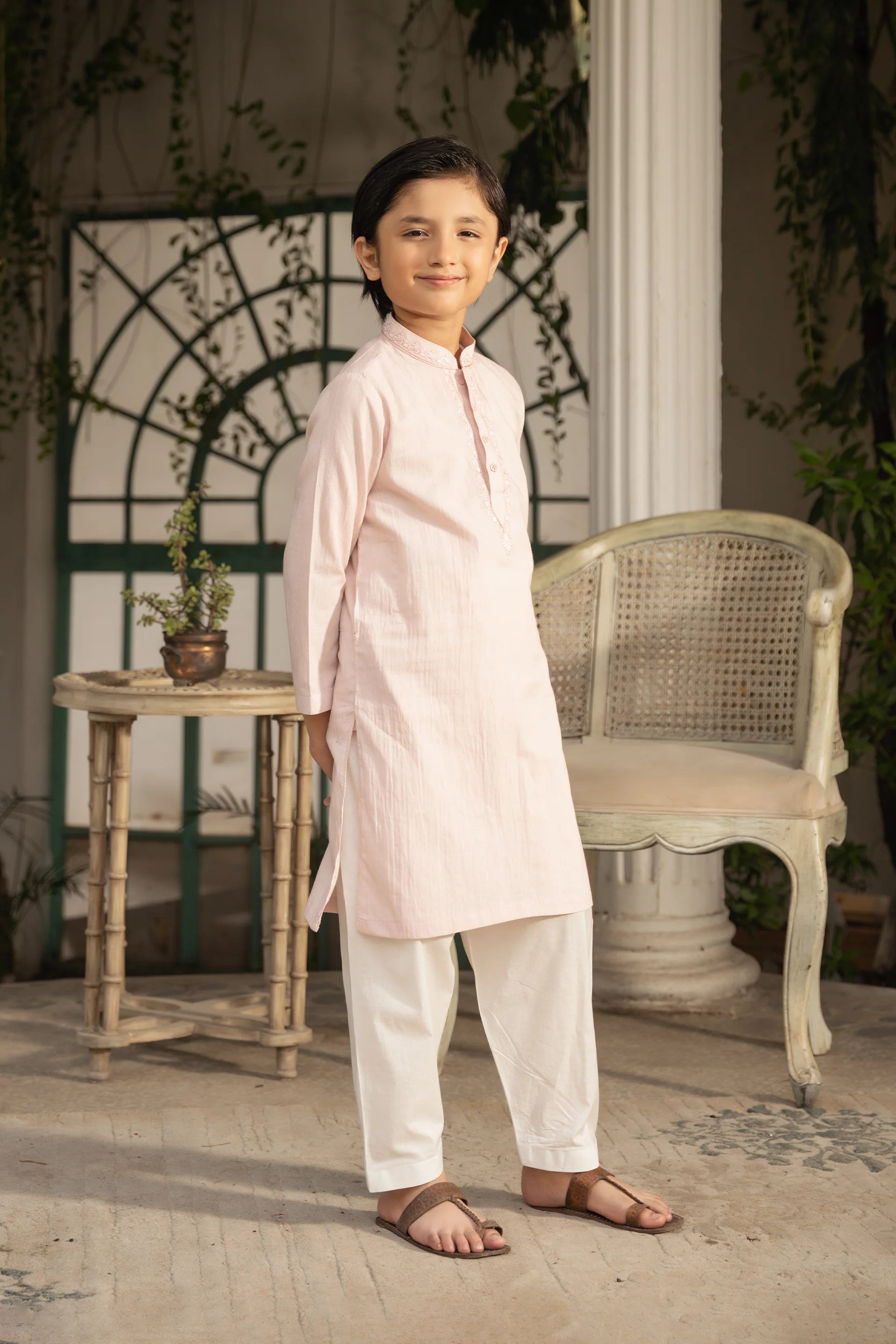 Embroidered Self-Jacquard Kurta - Cougar Clothing