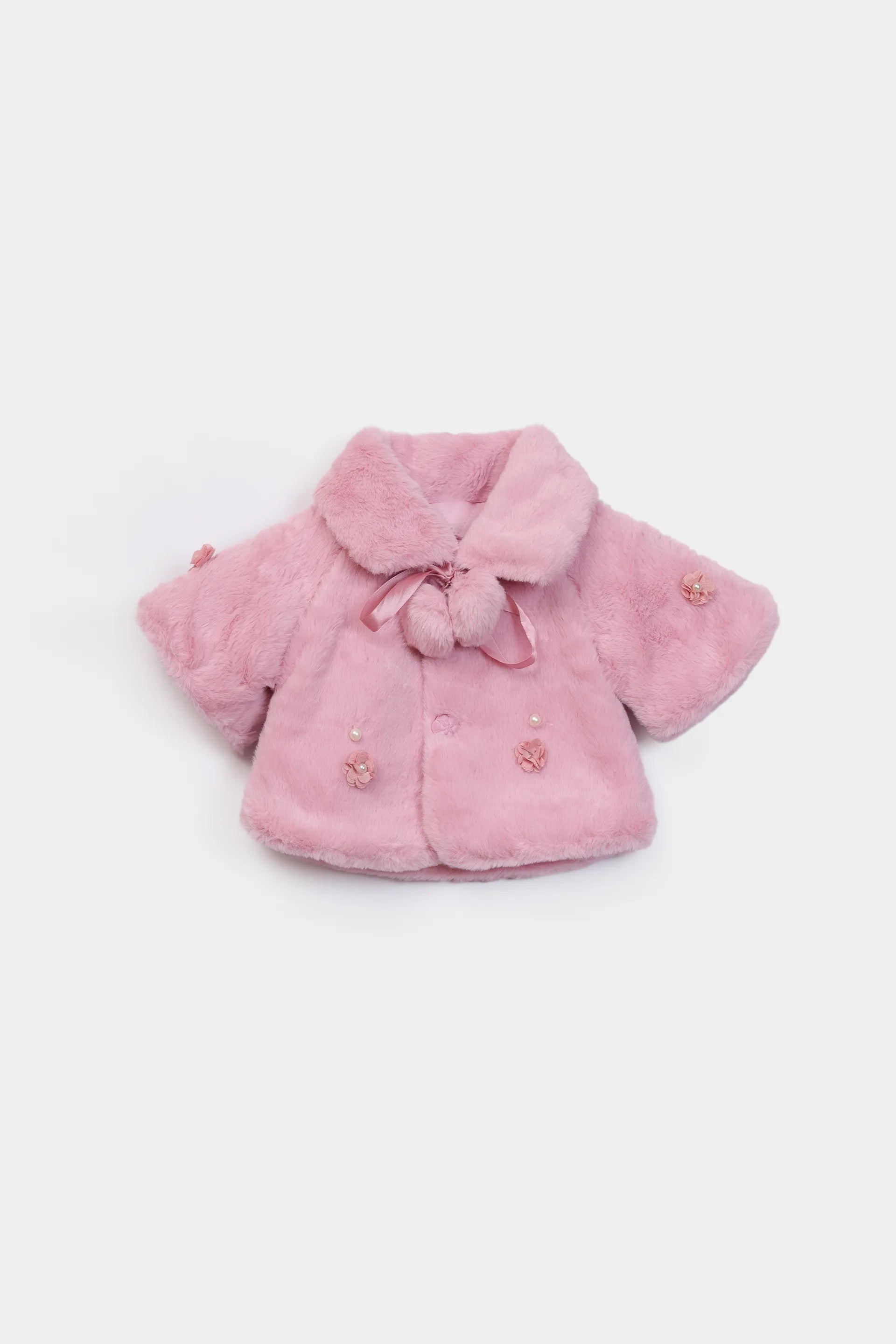 Floral Adorned Plush Jacket - Cougar Clothing