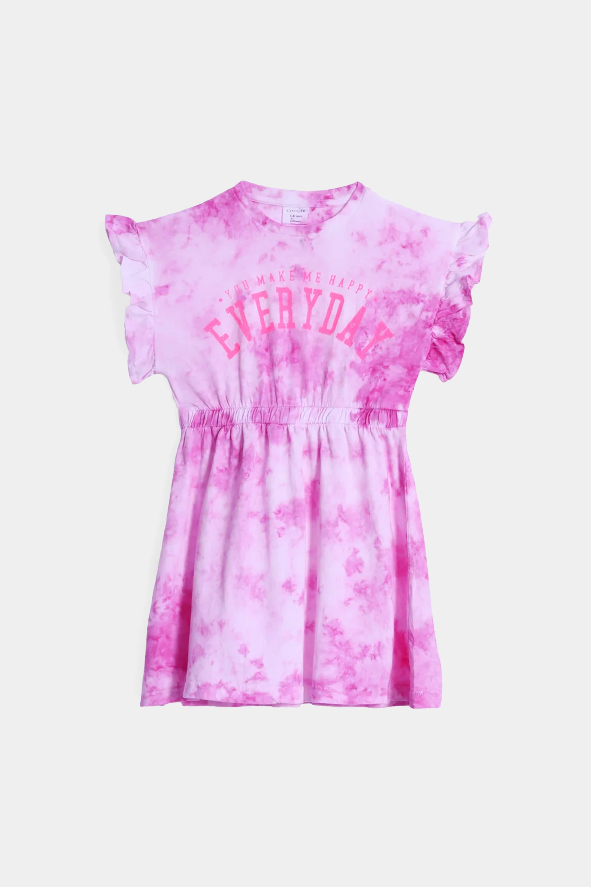 Tie-Dye Dress With Glitter Text - Cougar Clothing