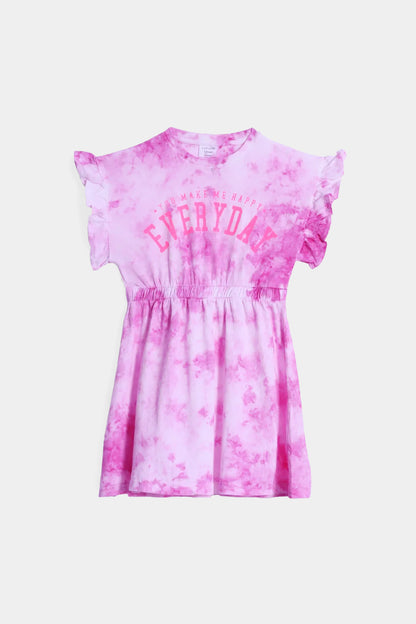 Tie-Dye Dress With Glitter Text - Cougar Clothing