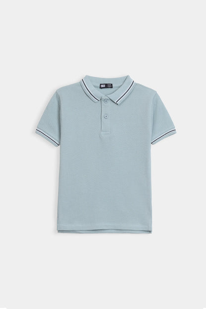 Popcorn Knit Polo With Tipping - Cougar Clothing