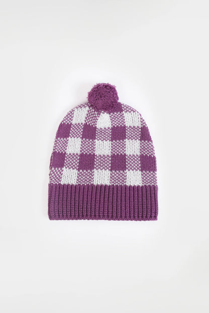 Checkered Knit Beanie