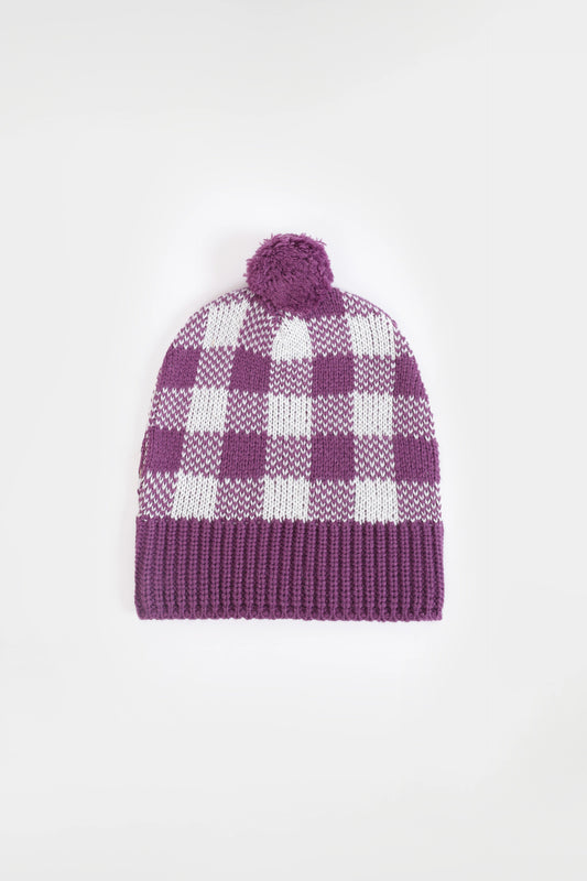 Checkered Knit Beanie