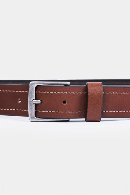 Contrast Stitch Leather Belt - Cougar Clothing