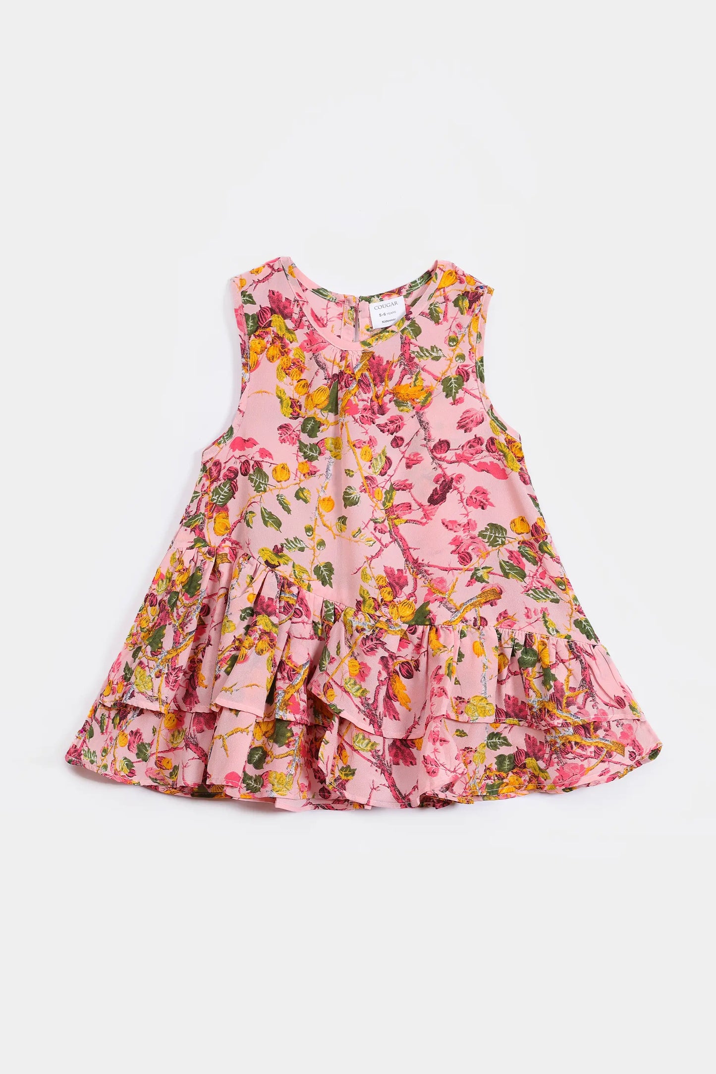 Printed Frilled Dress - Cougar Clothing