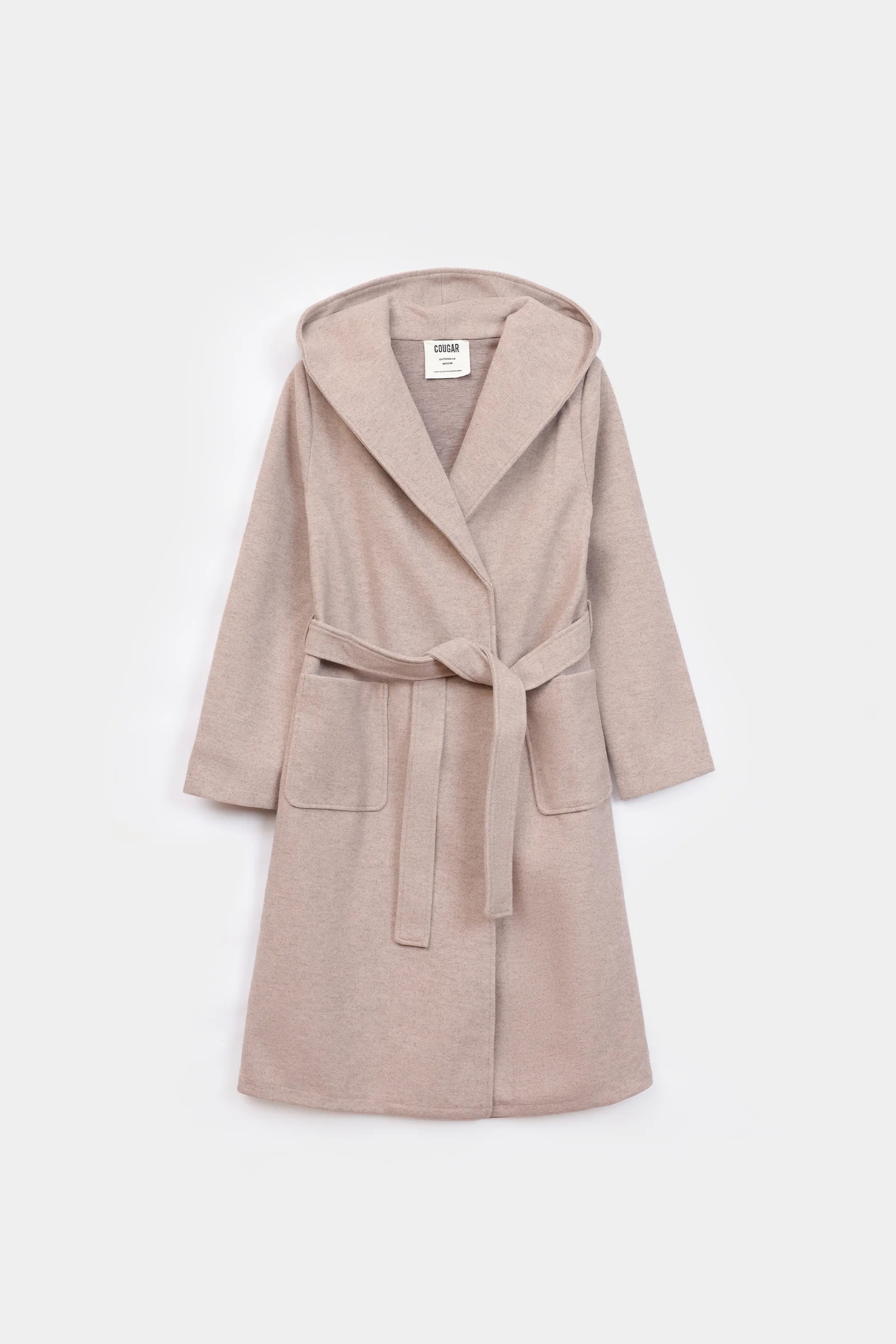 Hooded Belted Coat - Cougar Clothing