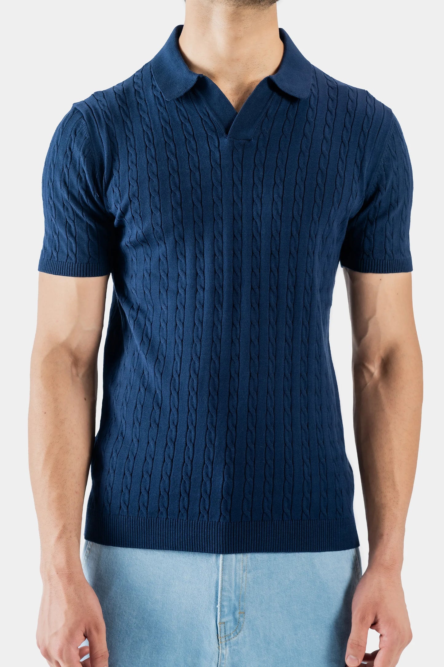 Johnny Collar Cable Knit Polo - Cougar Clothing