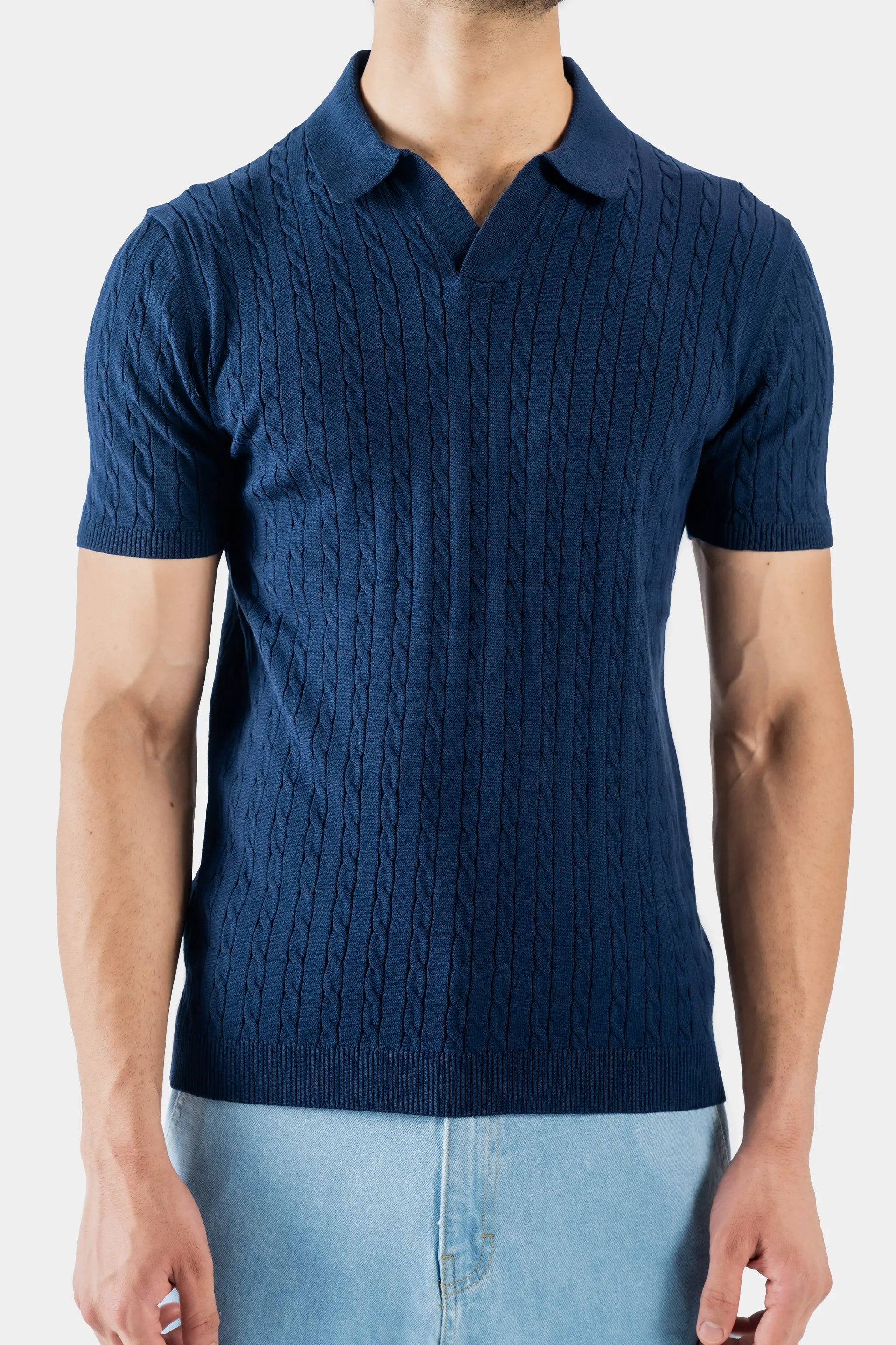 Johnny Collar Cable Knit Polo - Cougar Clothing
