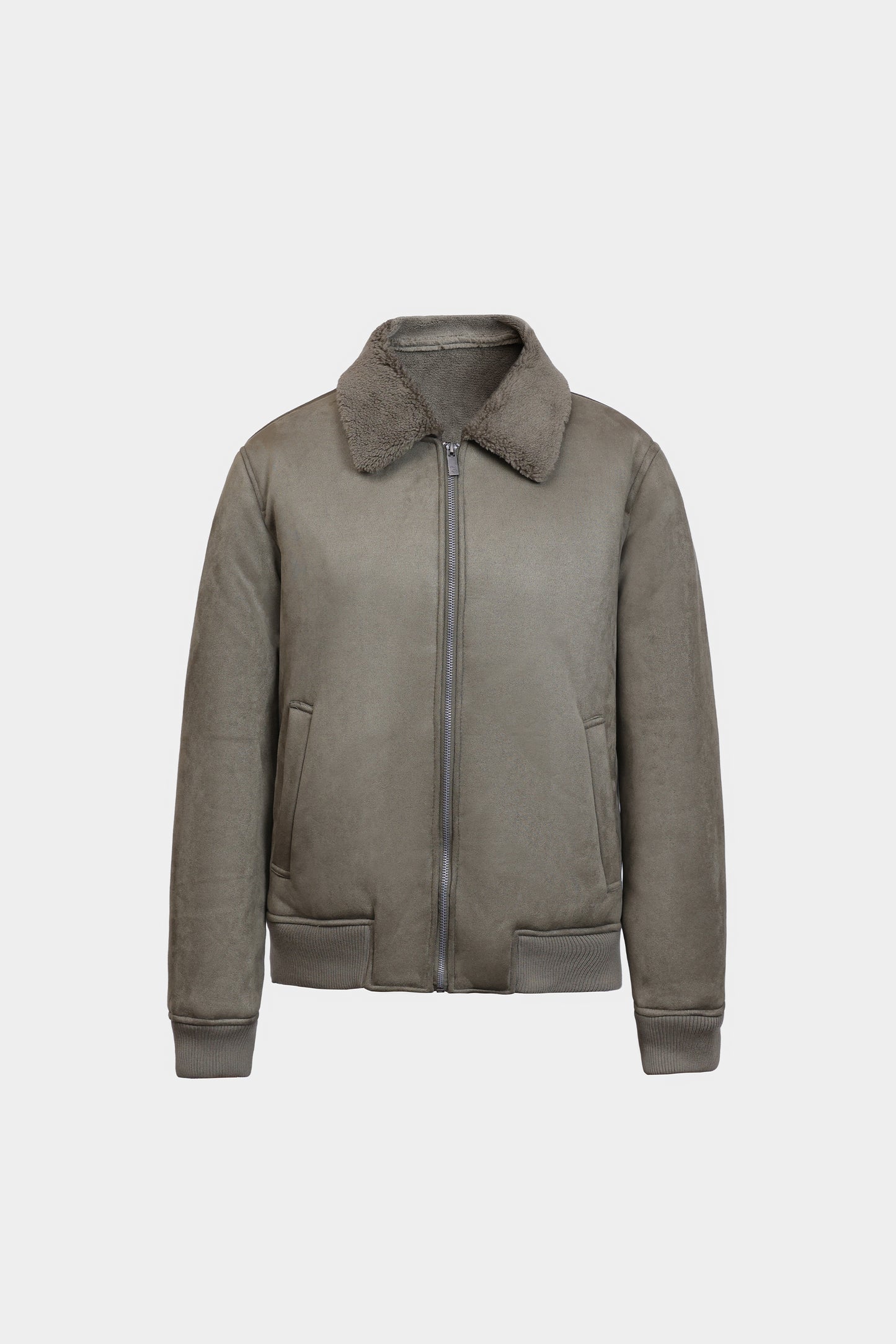 Suede Jacket With Sherpa Lining - Cougar Clothing