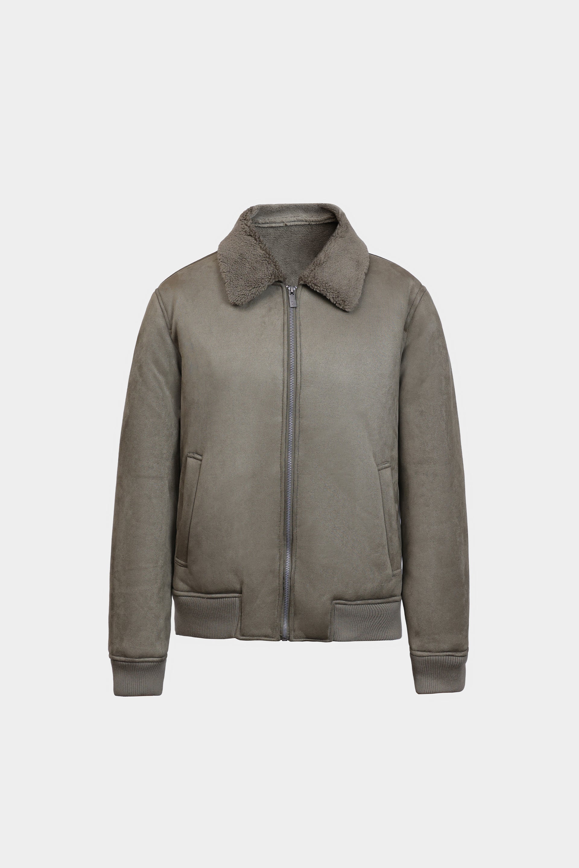 Suede Jacket With Sherpa Lining - Cougar Clothing