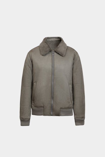 Suede Jacket With Sherpa Lining - Cougar Clothing