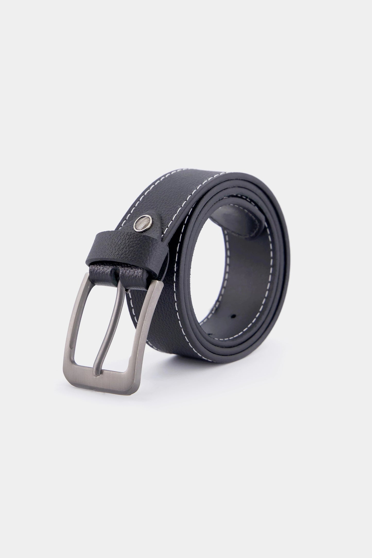 Leather Belt With Side Stitches - Cougar Clothing