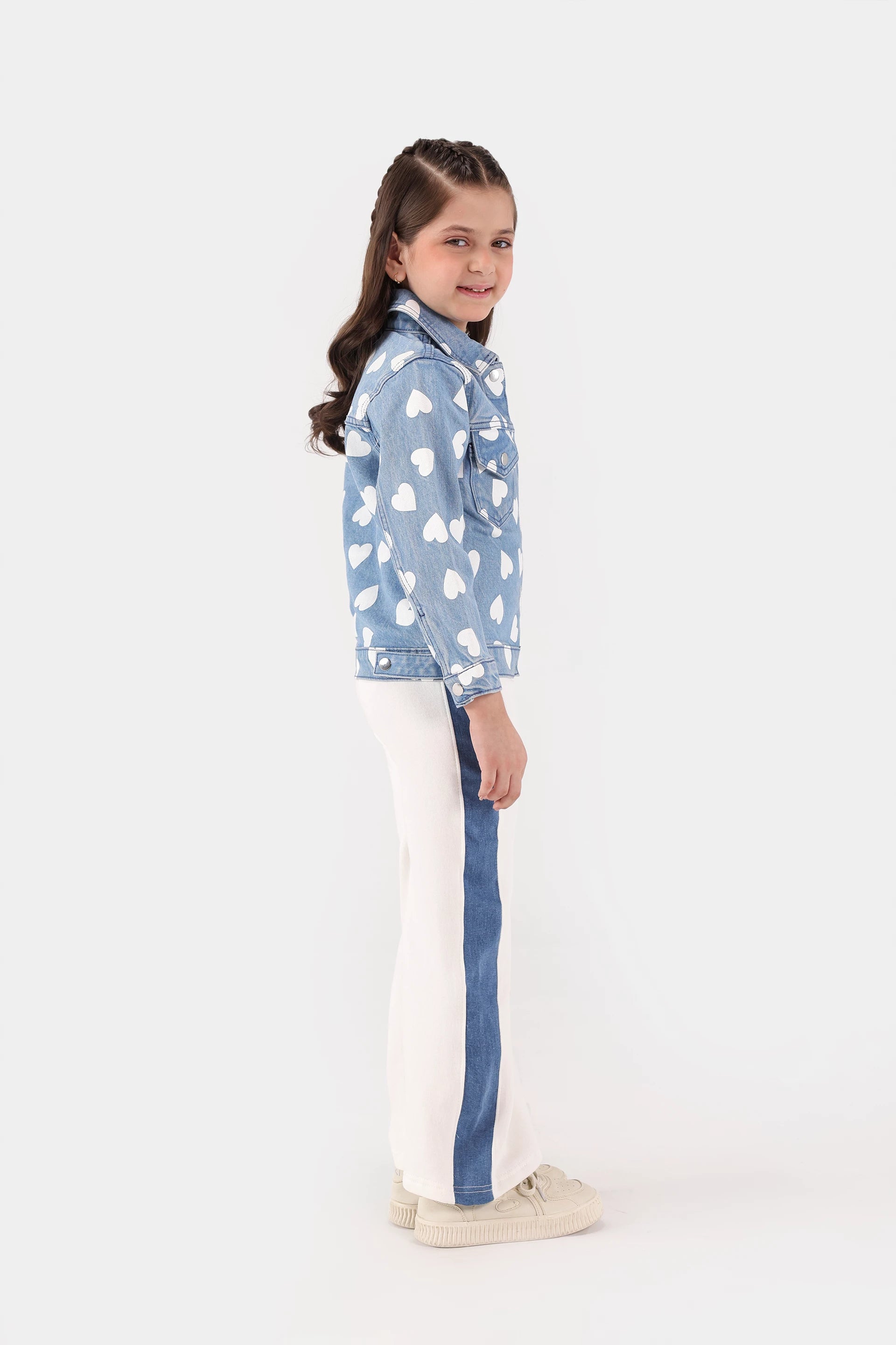 Heart Printed Denim Jacket - Cougar Clothing