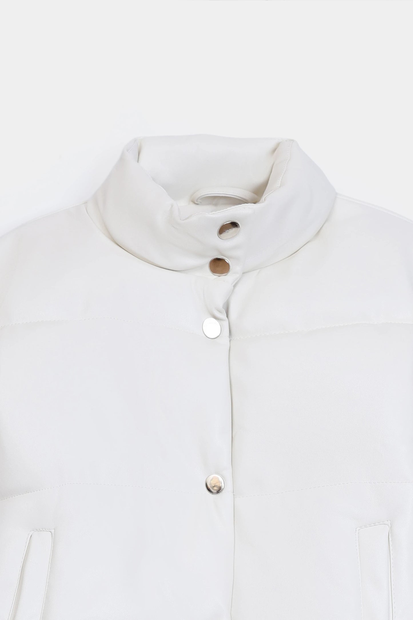 Mock Neck Quilted  PU Jacket